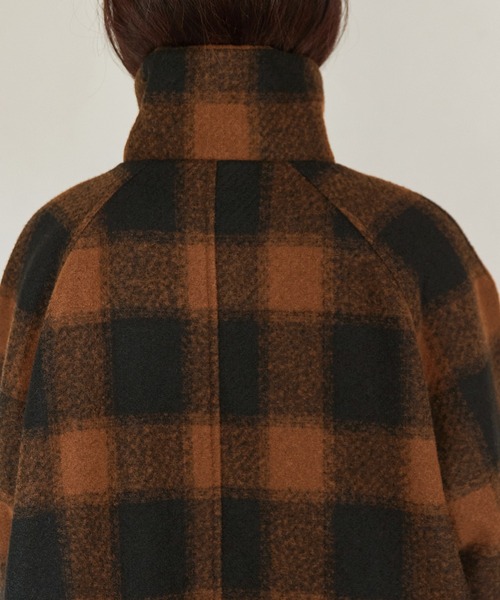 Keeepy(キーピー)の「【Keeepy】plaid 2way soutien collar coat(ステンカラーコート・レディース・オフホワイト/オレンジ・FREE)」の5枚目の写真