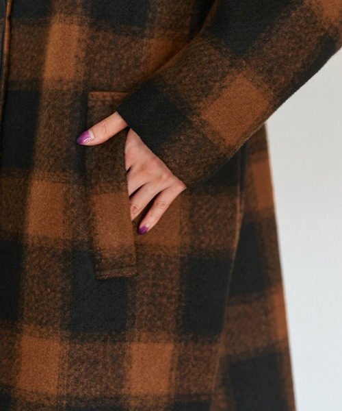 Keeepy(キーピー)の「【Keeepy】plaid 2way soutien collar coat(ステンカラーコート・レディース・オフホワイト/オレンジ・FREE)」の19枚目の写真