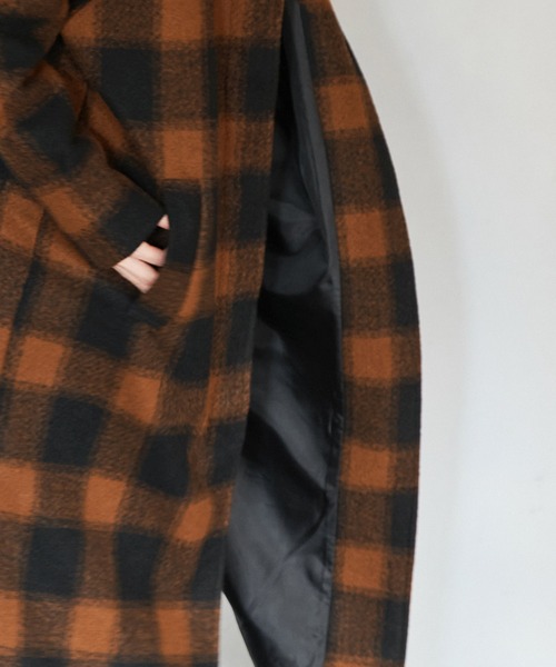 Keeepy(キーピー)の「【Keeepy】plaid 2way soutien collar coat(ステンカラーコート・レディース・オフホワイト/オレンジ・FREE)」の15枚目の写真