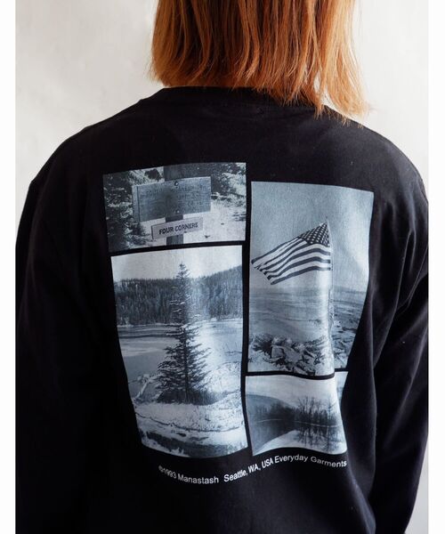 MANASTASH（マナスタッシュ）の「MANASTASH/マナスタッシュ　W's PHOTO L/S TEE 'COLLAGE'　ウィメンズ　フォトロンＴ　コラージュ（Tシャツ/カットソー・レディース・ホワイト/ブラック・MEDIUM）」の9枚目の写真