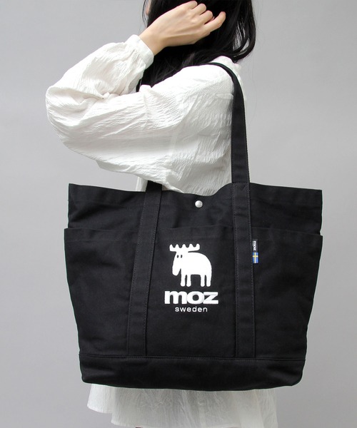 moz(モズ)の「キャンバス ビッグトートバッグ(トートバッグ・レディース・ホワイト/ブラック・FREE)」の2枚目の写真
