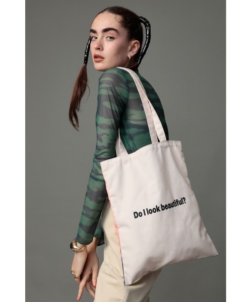 SLY（スライ）の「YUKAHIRAC X SLY TOTE BAG/トートバッグ（トートバッグ・レディース・ベージュ/ピンク/グリーン・FREE）」の4枚目の写真