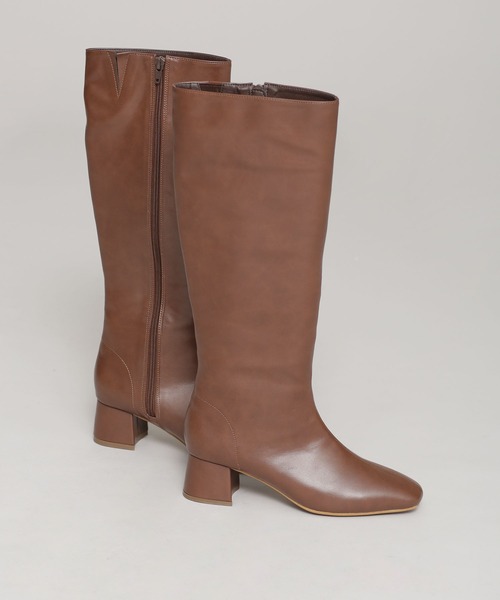 NANO universe(ナノユニバース)の「WEB限定/フェイクレザープレーンロングブーツ(ブーツ・レディース・ブラック/ブラウン・38/36/37)」の2枚目の写真