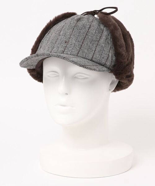 ehka sopo（エヘカソポ）の「ヘリンボーンストライプキャップ（キャップ・レディース・ブラウン/ベージュ/チャコール・ﾌﾘ-）」の6枚目の写真