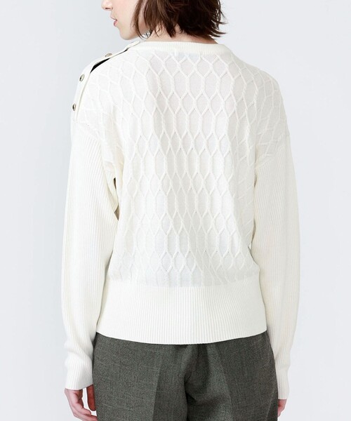 LOVELESS（ラブレス）の「ラインショルダーボタンフライニット（ニット/セーター・レディース・ネイビー/オフホワイト/ベージュ系その他5・36）」の9枚目の写真