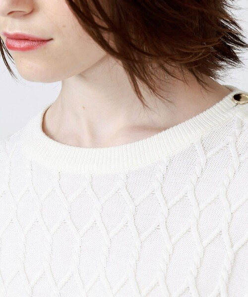 LOVELESS（ラブレス）の「ラインショルダーボタンフライニット（ニット/セーター・レディース・ネイビー/オフホワイト/ベージュ系その他5・36）」の10枚目の写真