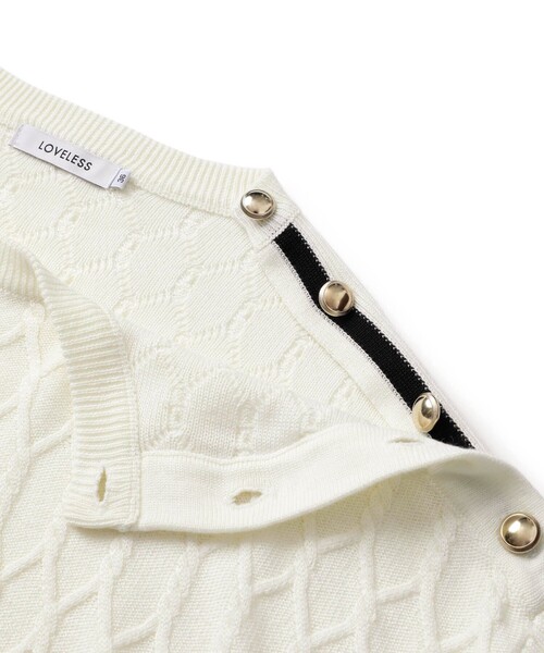 LOVELESS（ラブレス）の「ラインショルダーボタンフライニット（ニット/セーター・レディース・ネイビー/オフホワイト/ベージュ系その他5・36）」の13枚目の写真