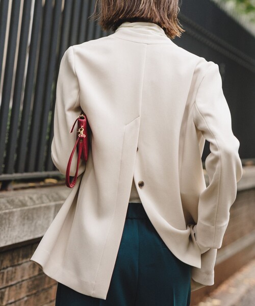 CAST:（キャストコロン）の「ノーカラージャケット（ノーカラージャケット・レディース・ネイビー/ベージュ・S/M）」の3枚目の写真