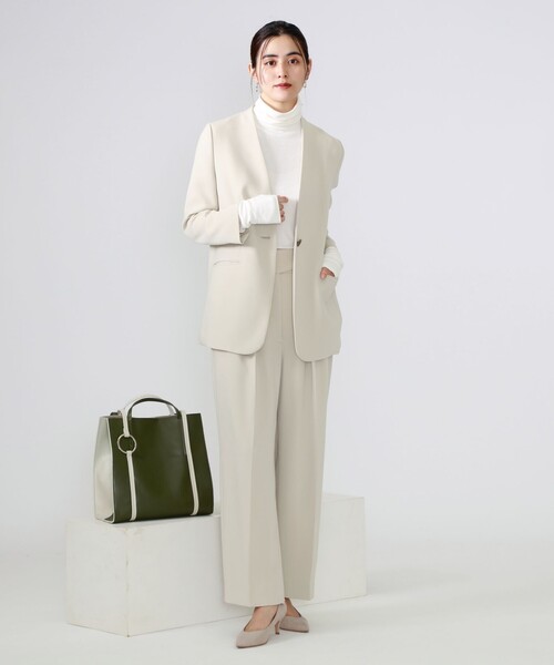 CAST:（キャストコロン）の「ノーカラージャケット（ノーカラージャケット・レディース・ネイビー/ベージュ・S/M）」の4枚目の写真