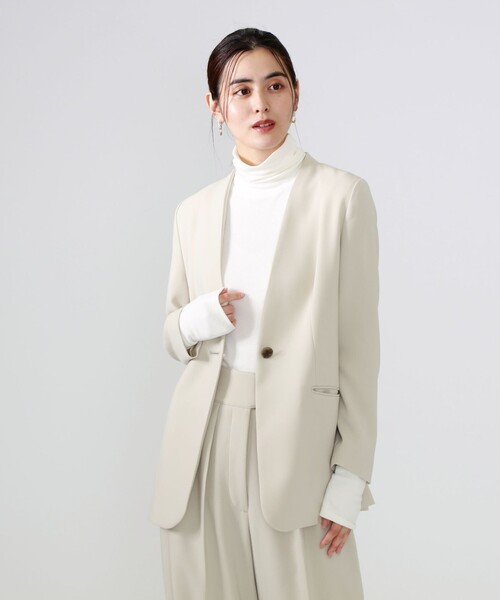 CAST:（キャストコロン）の「ノーカラージャケット（ノーカラージャケット・レディース・ネイビー/ベージュ・S/M）」の14枚目の写真