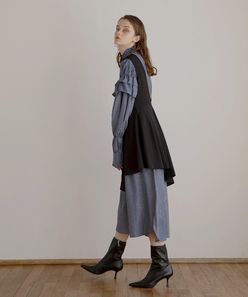 MIELI INVARIANT（ミエリインヴァリアント）の「Bustier Candy Shirt Dress（ワンピース・レディース・ホワイト/ネイビー・FREE）」の3枚目の写真