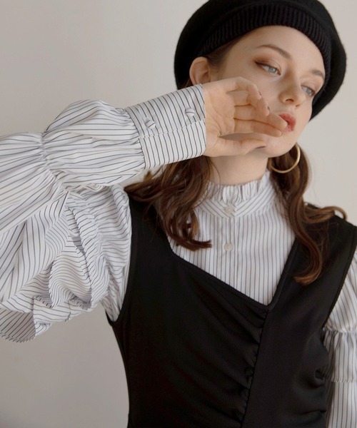 MIELI INVARIANT（ミエリインヴァリアント）の「Bustier Candy Shirt Dress（ワンピース・レディース・ホワイト/ネイビー・FREE）」の8枚目の写真