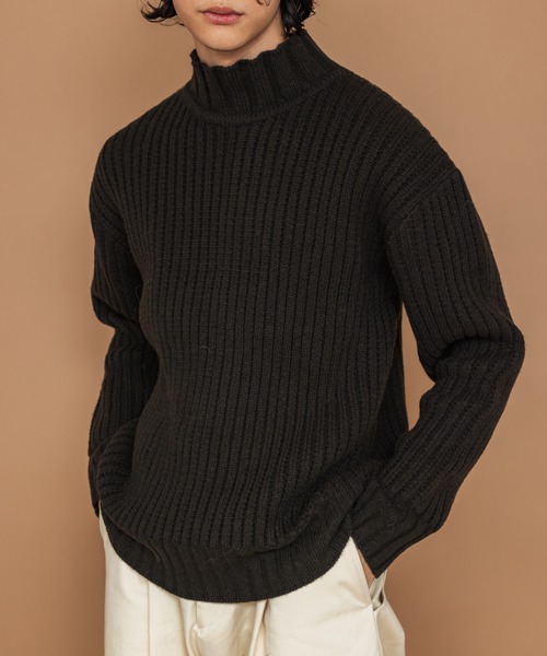 NewAnce（ニュアンス）の「【NewAnce】ヘビーウールモックネック（ニット/セーター・メンズ・ブラック/オフホワイト/ダークカーキ/グレイッシュベージュ・4/5）」の4枚目の写真