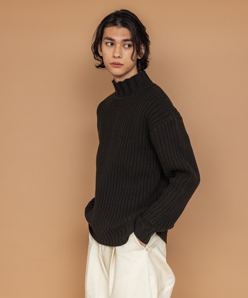 NewAnce（ニュアンス）の「【NewAnce】ヘビーウールモックネック（ニット/セーター・メンズ・ブラック/オフホワイト/ダークカーキ/グレイッシュベージュ・4/5）」の14枚目の写真