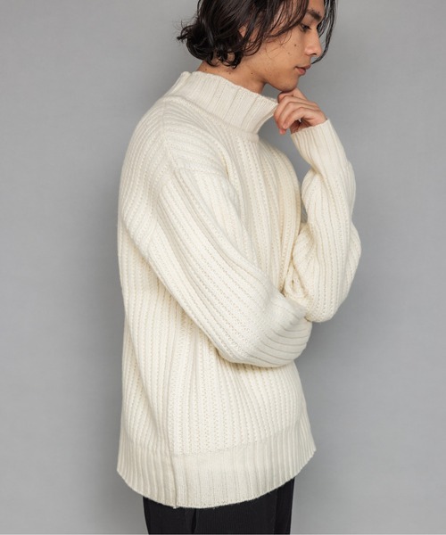 NewAnce（ニュアンス）の「【NewAnce】ヘビーウールモックネック（ニット/セーター・メンズ・ブラック/オフホワイト/ダークカーキ/グレイッシュベージュ・4/5）」の10枚目の写真