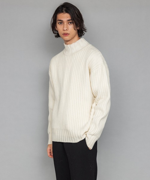 NewAnce（ニュアンス）の「【NewAnce】ヘビーウールモックネック（ニット/セーター・メンズ・ブラック/オフホワイト/ダークカーキ/グレイッシュベージュ・4/5）」の9枚目の写真