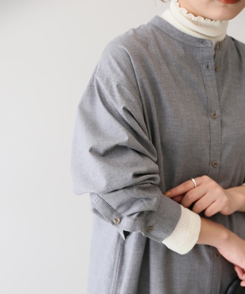 SLOBE IENA(スローブイエナ)の「コットンネルシャツワンピース【手洗い可能】◆(シャツワンピース・レディース・ブラック系その他/ブラウン/グレー・FREE)」の14枚目の写真
