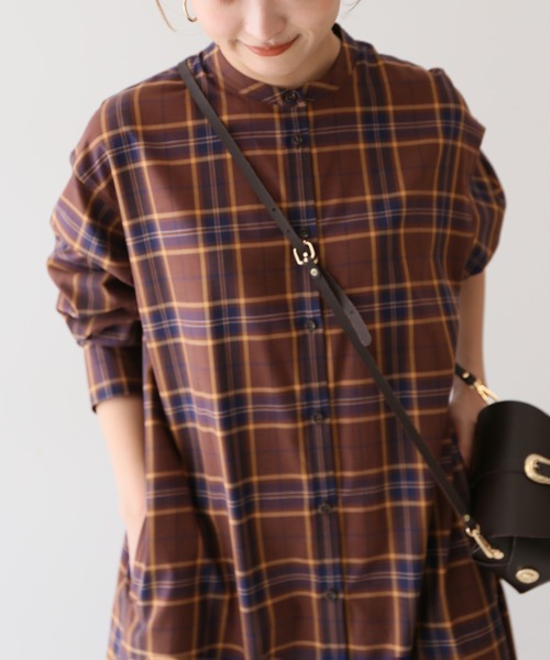 SLOBE IENA(スローブイエナ)の「コットンネルシャツワンピース【手洗い可能】◆(シャツワンピース・レディース・ブラック系その他/ブラウン/グレー・FREE)」の20枚目の写真