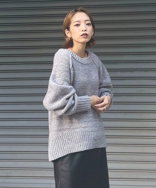 NOMINE（ノミネ）の「【展開店舗限定】ミックスヤーンボリュームスリーブニット（ニット/セーター・レディース・グレイッシュブルー/マスタード/ブラック・フリー）」の15枚目の写真