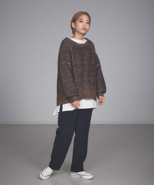 NOMINE（ノミネ）の「【展開店舗限定】ミックスヤーンボリュームスリーブニット（ニット/セーター・レディース・グレイッシュブルー/マスタード/ブラック・フリー）」の9枚目の写真