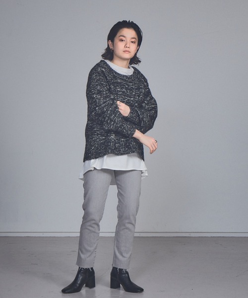 NOMINE（ノミネ）の「【展開店舗限定】ミックスヤーンボリュームスリーブニット（ニット/セーター・レディース・グレイッシュブルー/マスタード/ブラック・フリー）」の12枚目の写真