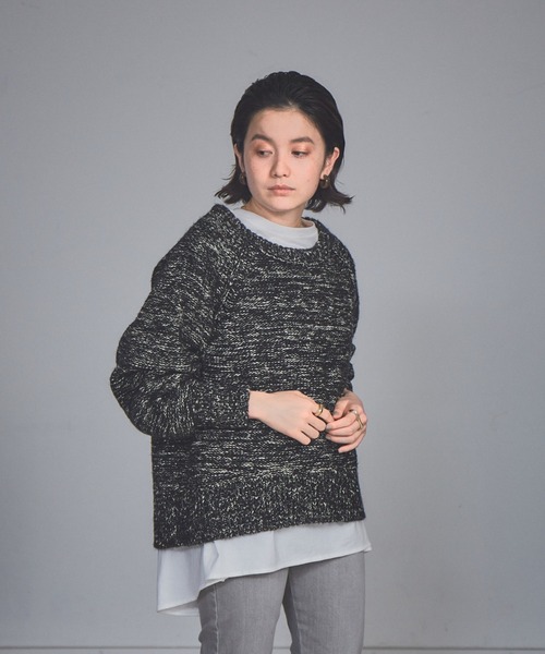 NOMINE（ノミネ）の「【展開店舗限定】ミックスヤーンボリュームスリーブニット（ニット/セーター・レディース・グレイッシュブルー/マスタード/ブラック・フリー）」の17枚目の写真