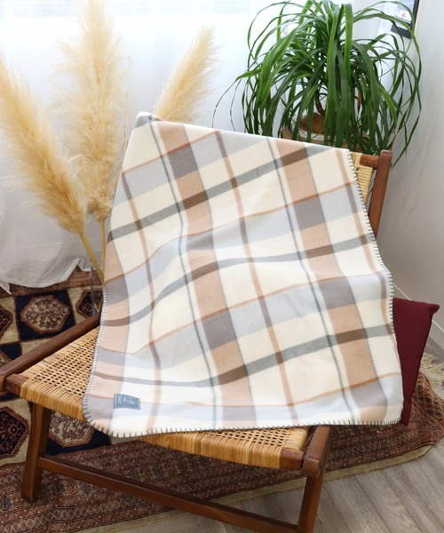 チェックかがりフリースブランケット(S) [E]（ブランケット）｜DONOBAN