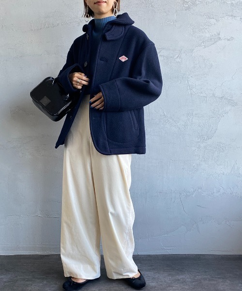 『ダントン』丸襟ナイロンシャツジャケット BEAMS別注 ネイビー 手洗可 40 DANTON（ダントン）の「[DANTON/ダントン] ウールパイル 丸襟