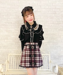 スクエアラッフル切替ブラウス