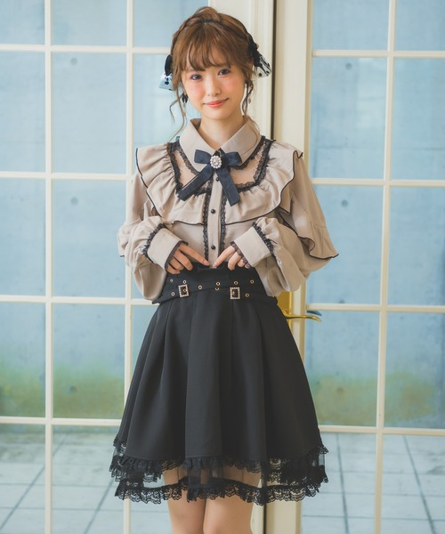 ROJITA（ロジータ）の「スクエアラッフル切替ブラウス（シャツ/ブラウス・レディース・ピンク/ブラック/ベージュ・FREE）」の4枚目の写真