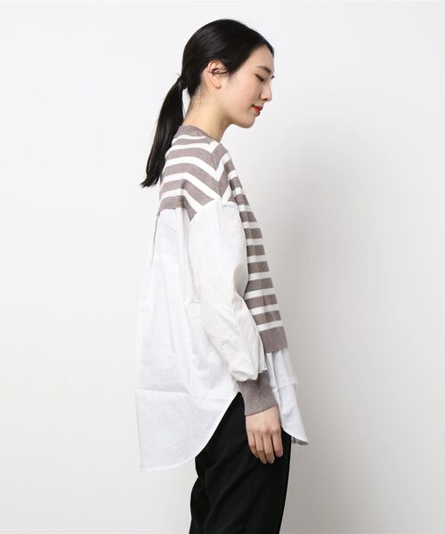 INTERPLANET（インタープラネット）の「ボーダーベスト切替ニットシャツ（シャツ/ブラウス・レディース・グレー/ブラック・FREE）」の3枚目の写真