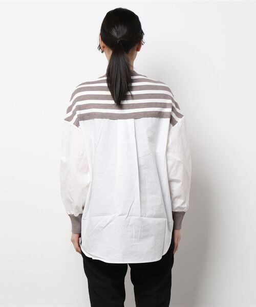 INTERPLANET（インタープラネット）の「ボーダーベスト切替ニットシャツ（シャツ/ブラウス・レディース・グレー/ブラック・FREE）」の4枚目の写真