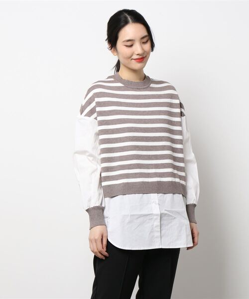 INTERPLANET（インタープラネット）の「ボーダーベスト切替ニットシャツ（シャツ/ブラウス・レディース・グレー/ブラック・FREE）」の22枚目の写真
