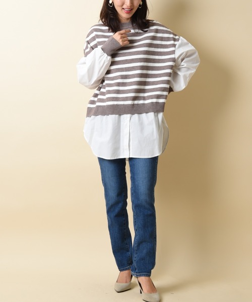 INTERPLANET（インタープラネット）の「ボーダーベスト切替ニットシャツ（シャツ/ブラウス・レディース・グレー/ブラック・FREE）」の17枚目の写真