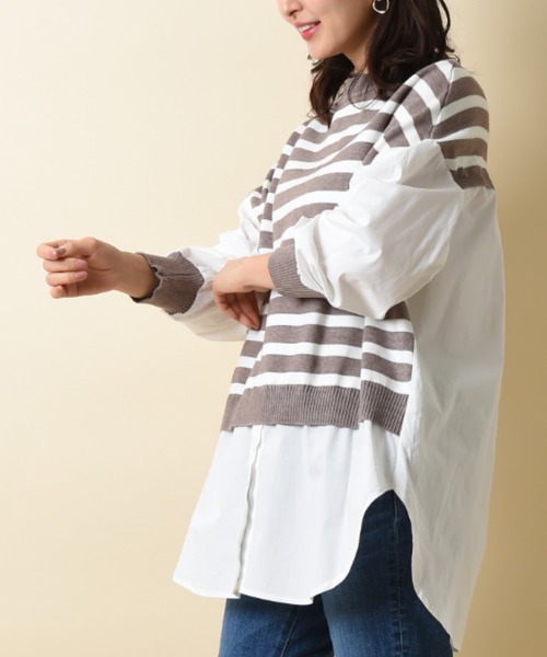 INTERPLANET（インタープラネット）の「ボーダーベスト切替ニットシャツ（シャツ/ブラウス・レディース・グレー/ブラック・FREE）」の14枚目の写真