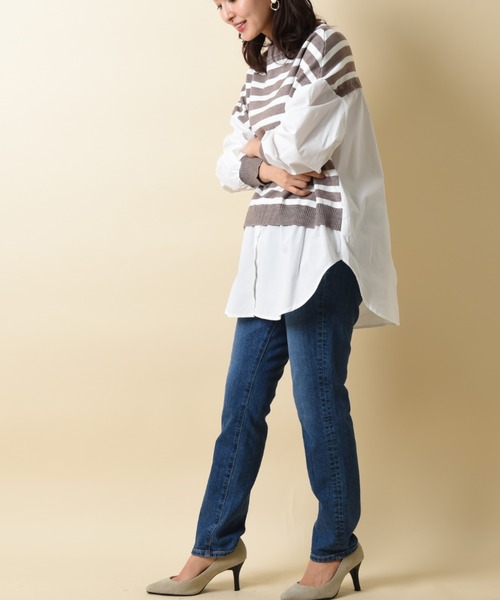 INTERPLANET（インタープラネット）の「ボーダーベスト切替ニットシャツ（シャツ/ブラウス・レディース・グレー/ブラック・FREE）」の18枚目の写真