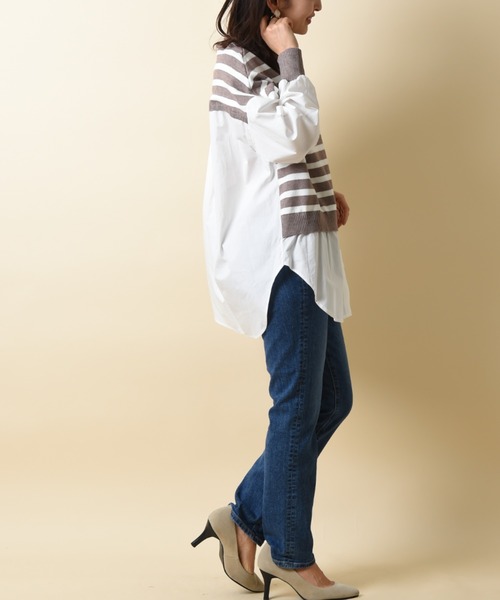 INTERPLANET（インタープラネット）の「ボーダーベスト切替ニットシャツ（シャツ/ブラウス・レディース・グレー/ブラック・FREE）」の20枚目の写真