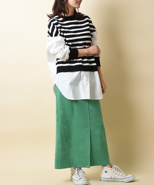 INTERPLANET（インタープラネット）の「ボーダーベスト切替ニットシャツ（シャツ/ブラウス・レディース・グレー/ブラック・FREE）」の13枚目の写真