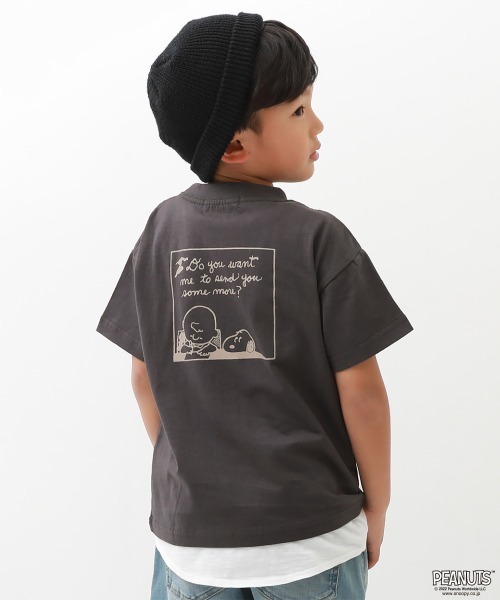 PEANUTS（ピーナッツ）の「【PEANUTS】スヌーピー柄Tシャツ（Tシャツ/カットソー・キッズ・ブルー系その他/スミクロ/ライトグレー・100cm/110cm/140cm/150cm/120cm/130cm/160cm）」の2枚目の写真
