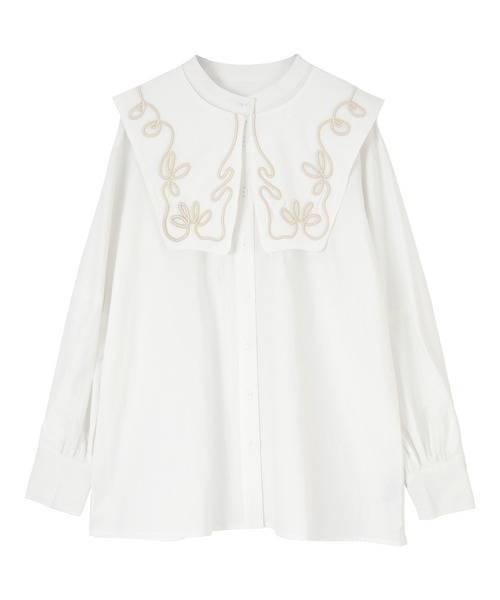 titivate（ティティベイト）の「刺繍つけ襟付ﾌﾞﾗｳｽ（シャツ/ブラウス・レディース・ネイビー/オフホワイト/ベージュ・L/S/M）」の20枚目の写真