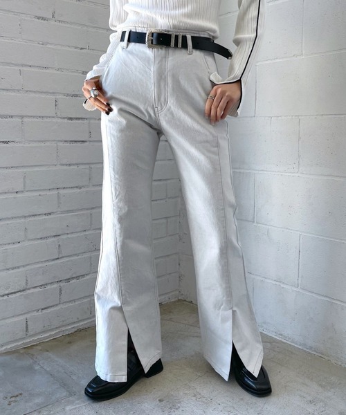 PAGEBOY（ページボーイ）の「フロントスリットジーンズ2（デニムパンツ・レディース・インディゴブルー/サックスブルー/ホワイト/ブラック系その他/ブラック/ネイビー・26inch/28inch/27inch/25inch/24inch）」の7枚目の写真