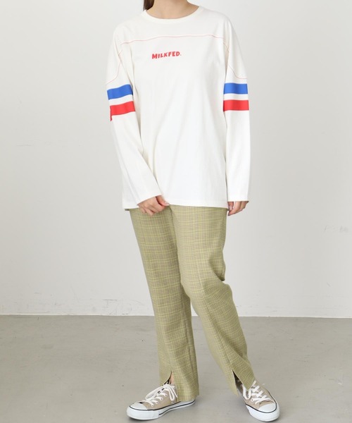 MILKFED.（ミルクフェド）の「APPLE PRINTED FOOTBALL TEE（Tシャツ/カットソー・レディース・ネイビー/ホワイト・ONE SIZE）」の7枚目の写真