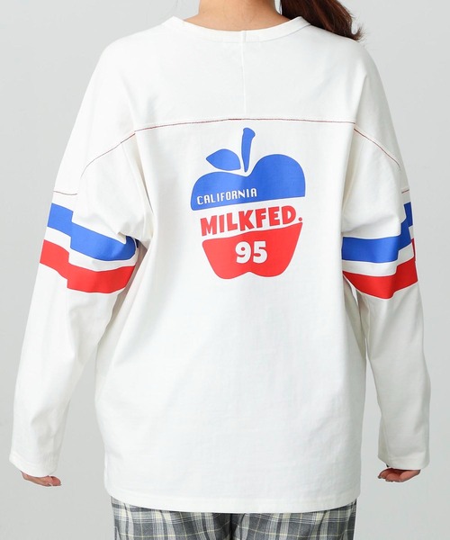 MILKFED.（ミルクフェド）の「APPLE PRINTED FOOTBALL TEE（Tシャツ/カットソー・レディース・ネイビー/ホワイト・ONE SIZE）」の14枚目の写真