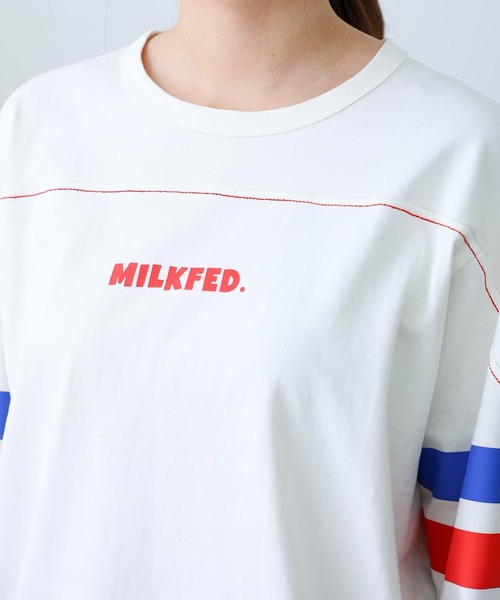 MILKFED.（ミルクフェド）の「APPLE PRINTED FOOTBALL TEE（Tシャツ/カットソー・レディース・ネイビー/ホワイト・ONE SIZE）」の10枚目の写真