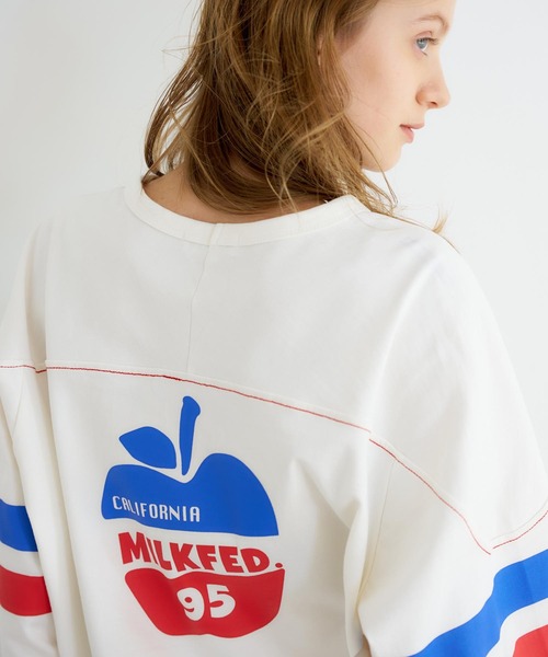 MILKFED.（ミルクフェド）の「APPLE PRINTED FOOTBALL TEE（Tシャツ/カットソー・レディース・ネイビー/ホワイト・ONE SIZE）」の18枚目の写真