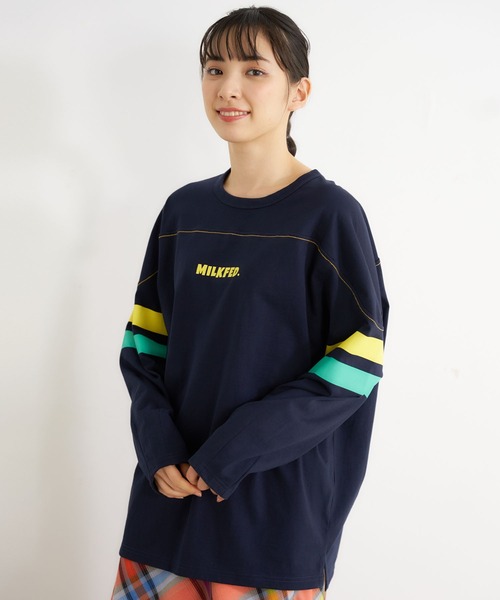 MILKFED.（ミルクフェド）の「APPLE PRINTED FOOTBALL TEE（Tシャツ/カットソー・レディース・ネイビー/ホワイト・ONE SIZE）」の21枚目の写真