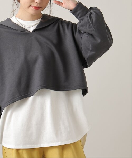 frames RAY CASSIN（フレームスレイカズン）の「TC裏毛セーラーカラープルオーバー（パーカー・レディース・チャコールグレー/ミント/キナリ・FREE）」の4枚目の写真