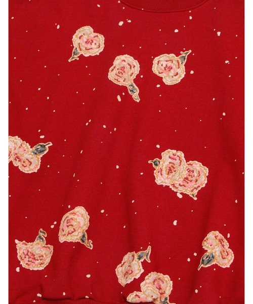 Little sunny bite（リトルサニーバイト）の「little sunny bite と pink house Carnation print sweat top（スウェット・レディース・ブラック/レッド・FREE）」の3枚目の写真