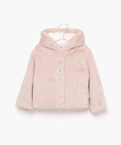 UBK5 E CARDIGAN キッズ エコファーフード付きカーディガン