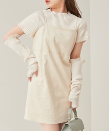 バックZIPデニムキャミミニワンピース